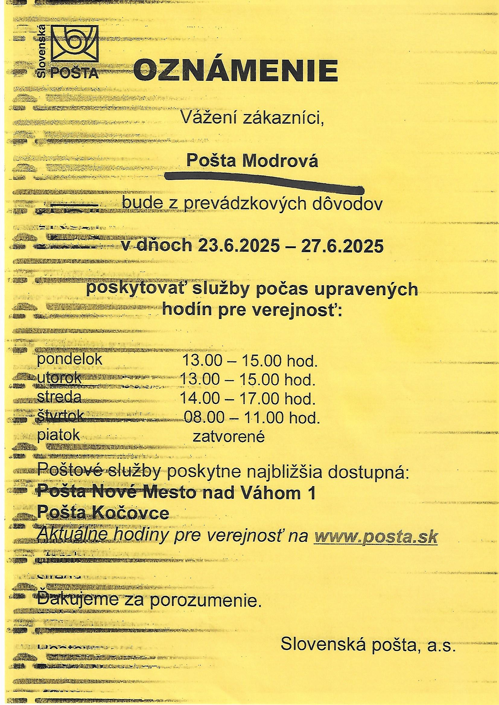 posta modrova