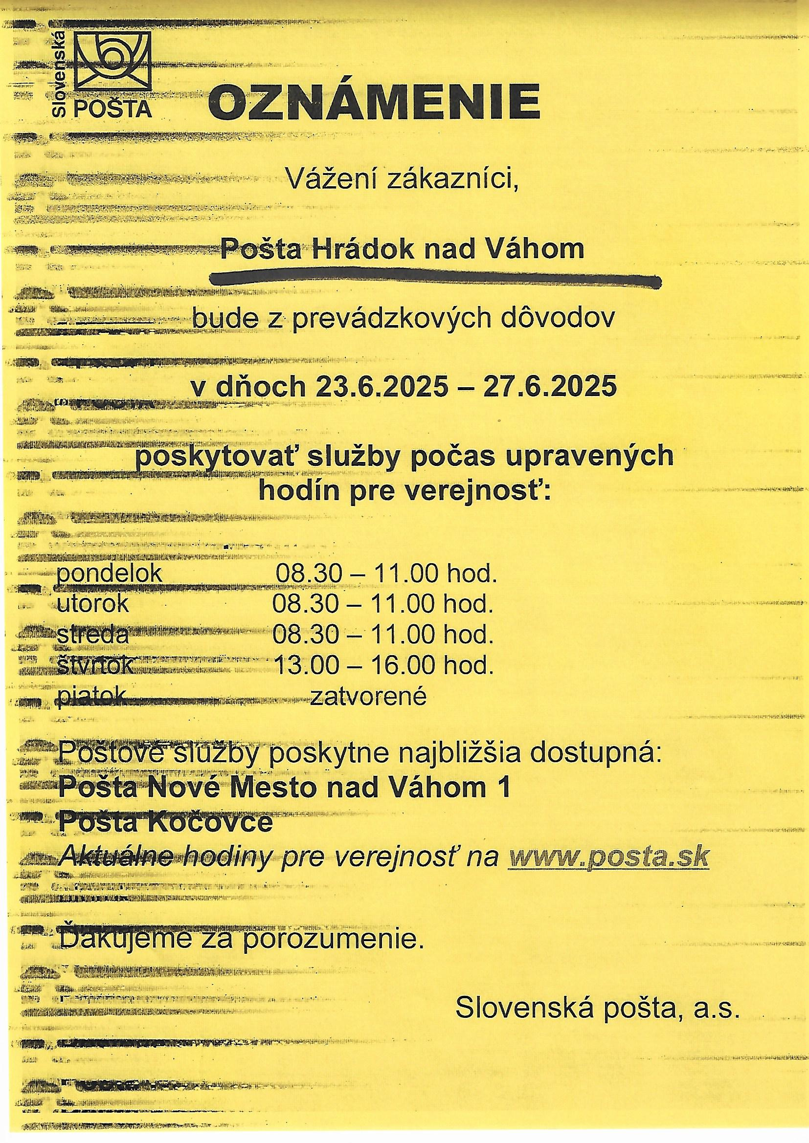posta hradok
